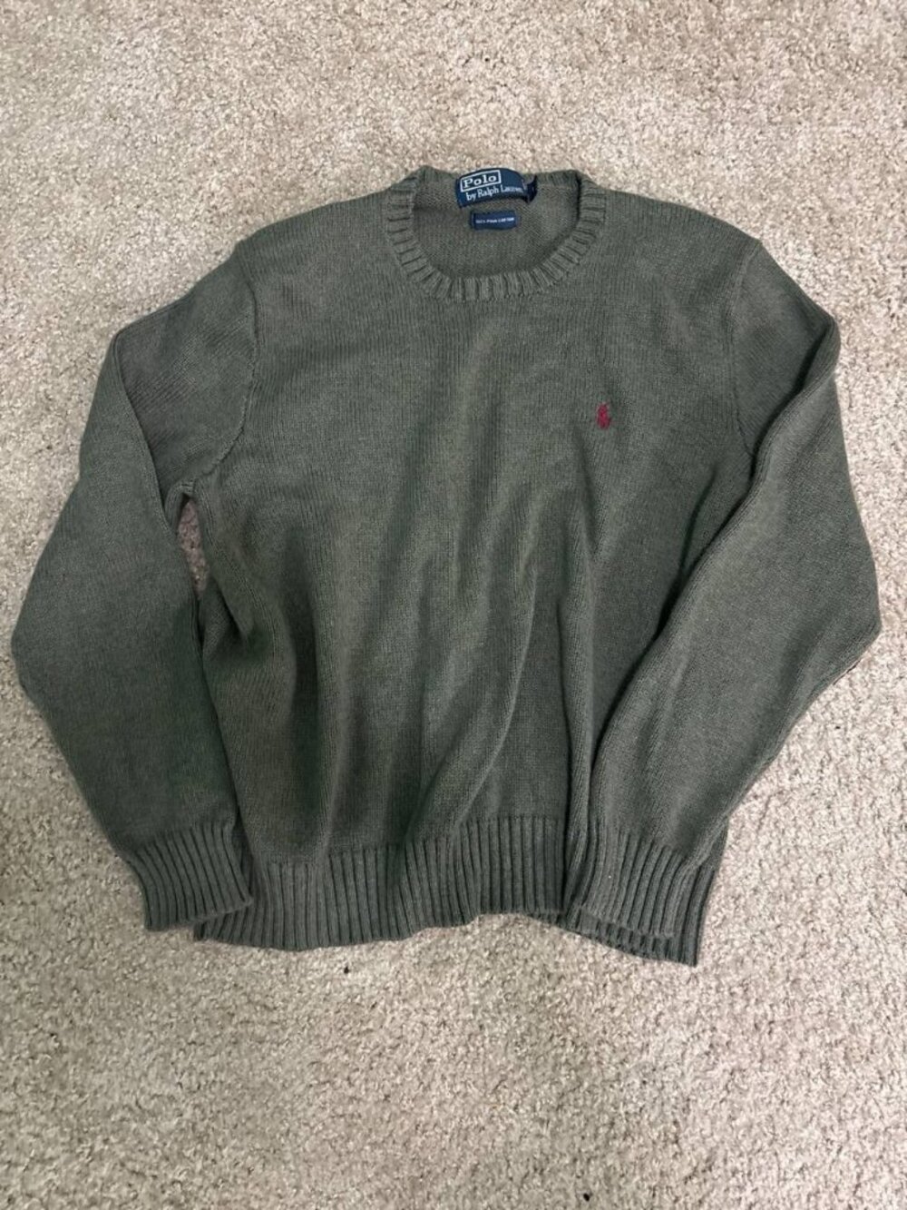 Polo Ralph Lauren Men's Green Sweater L 100% Pima Cotton
